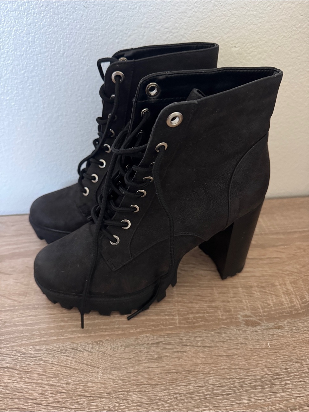 BAMBOO Black Lace-Up Women's Combat Boots